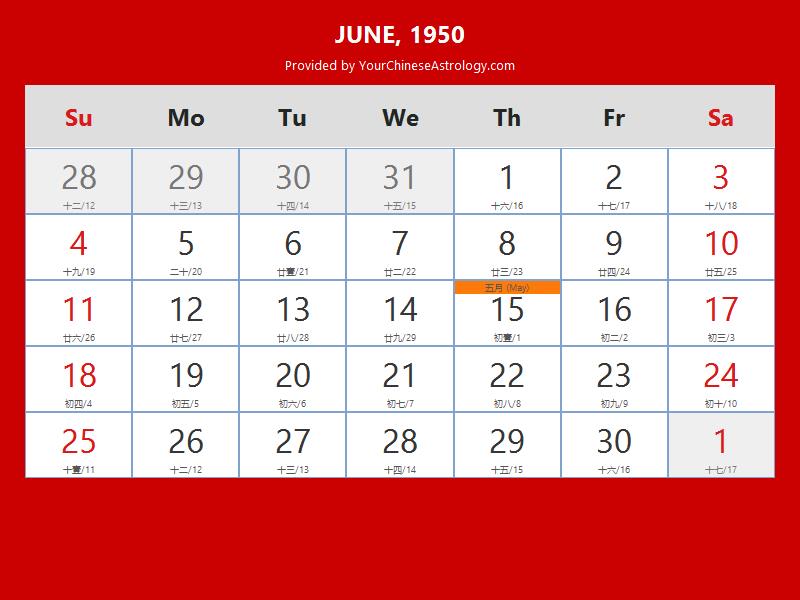 Chinese Calendar June 1950: Lunar Dates, Auspicious Dates and Times chinese-calendar-june-1950-lunar-dates-auspicious-dates-and-times