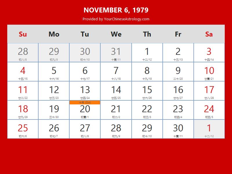 Chinese Calendar Nov 06 1979: Auspicious Things to Do and Hours Bazi Chinese Calendar Nov 06 1979: Auspicious Things to Do and Hours Bazi
