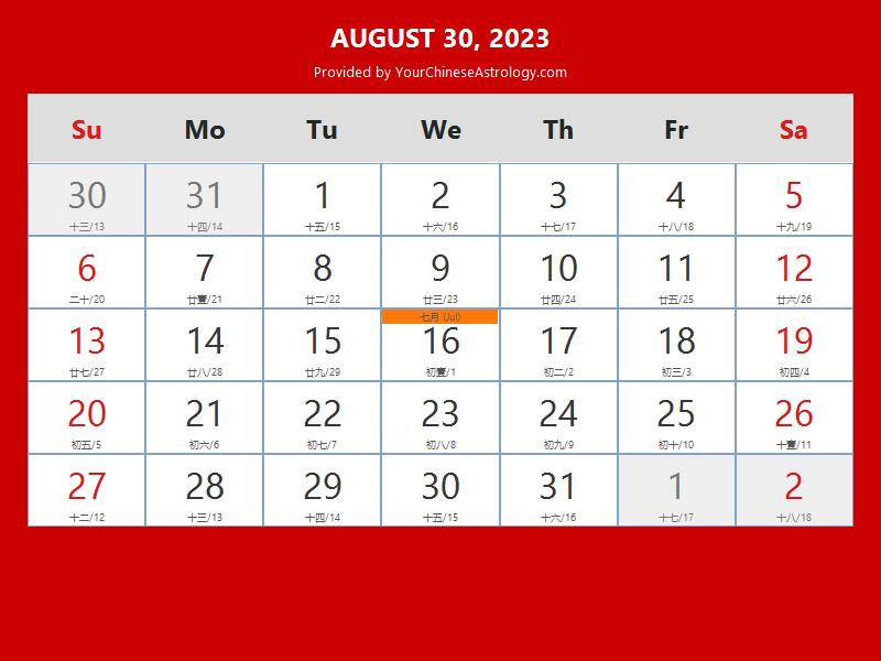 Chinese Calendar Aug 30, 2023: Auspicious Things to Do and Hours, Bazi